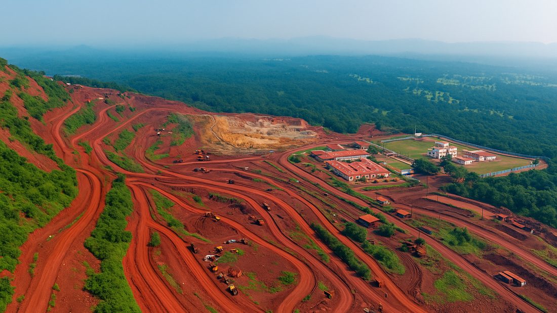 Aerial view of a mining and industrial site, illustrating industrial policy in a weak state